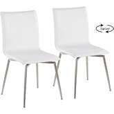 Mason Dining Chair in White Leatherette & Brushed Steel (Set of 2)